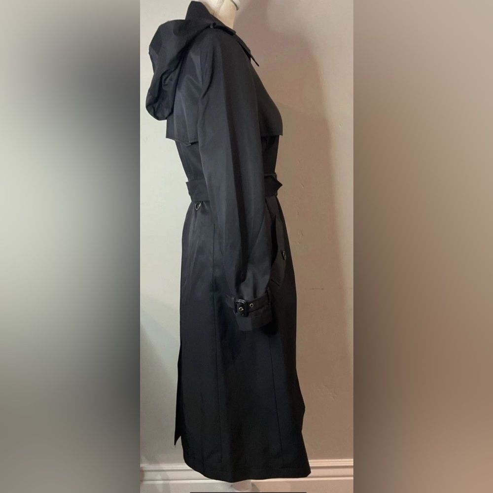 Lauren Ralph Lauren Single Breasted Trench Coat Hooded Belted Black Sz S NWT - Picture 9 of 12